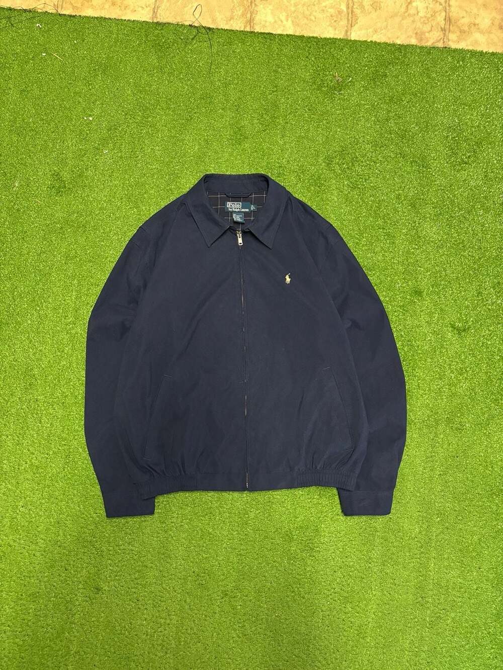 90s Polo Ralph Lauren Men's Size L Navy Blue Full Zip Harrington Jacket
